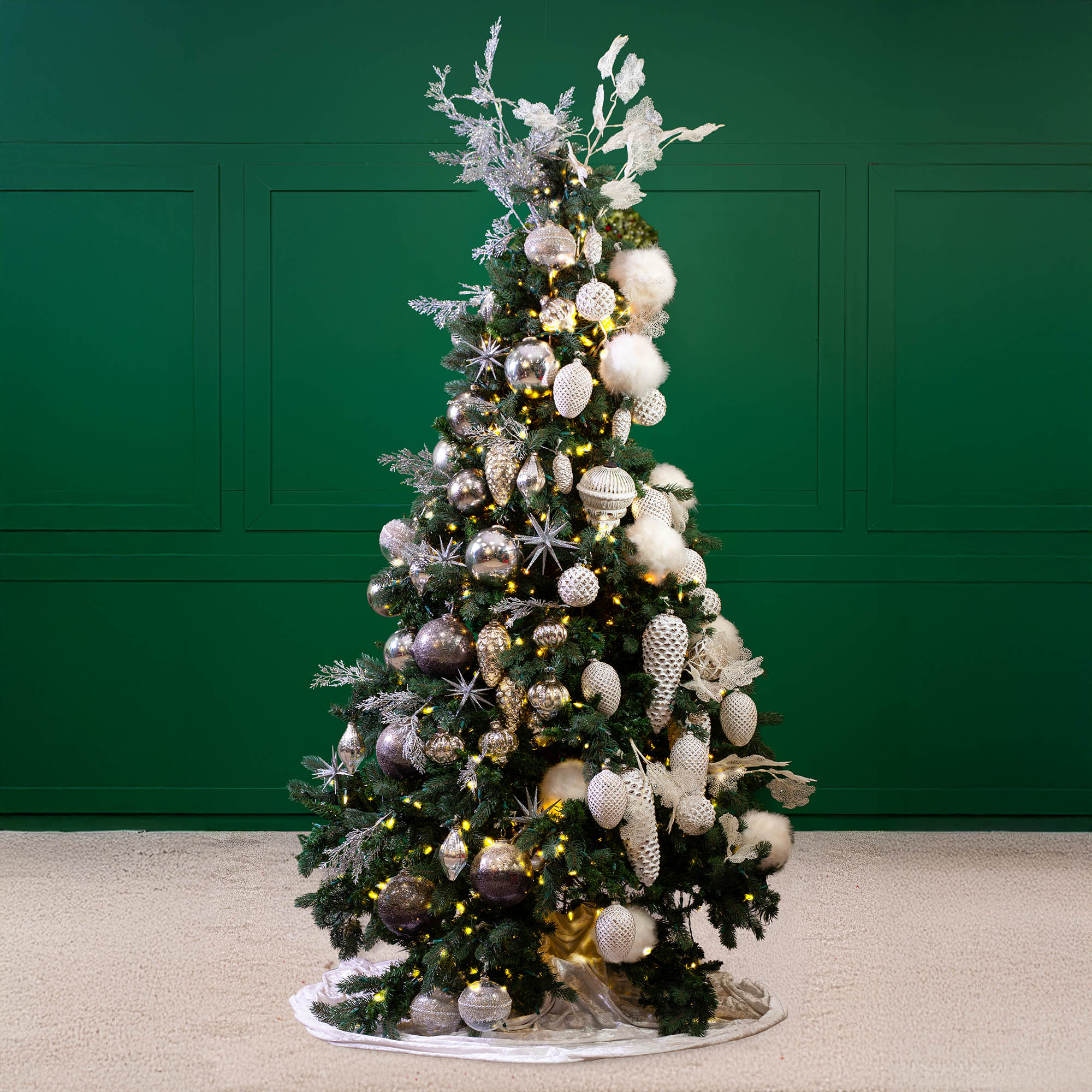 White & Silver Christmas Tree EZLD.co — free download