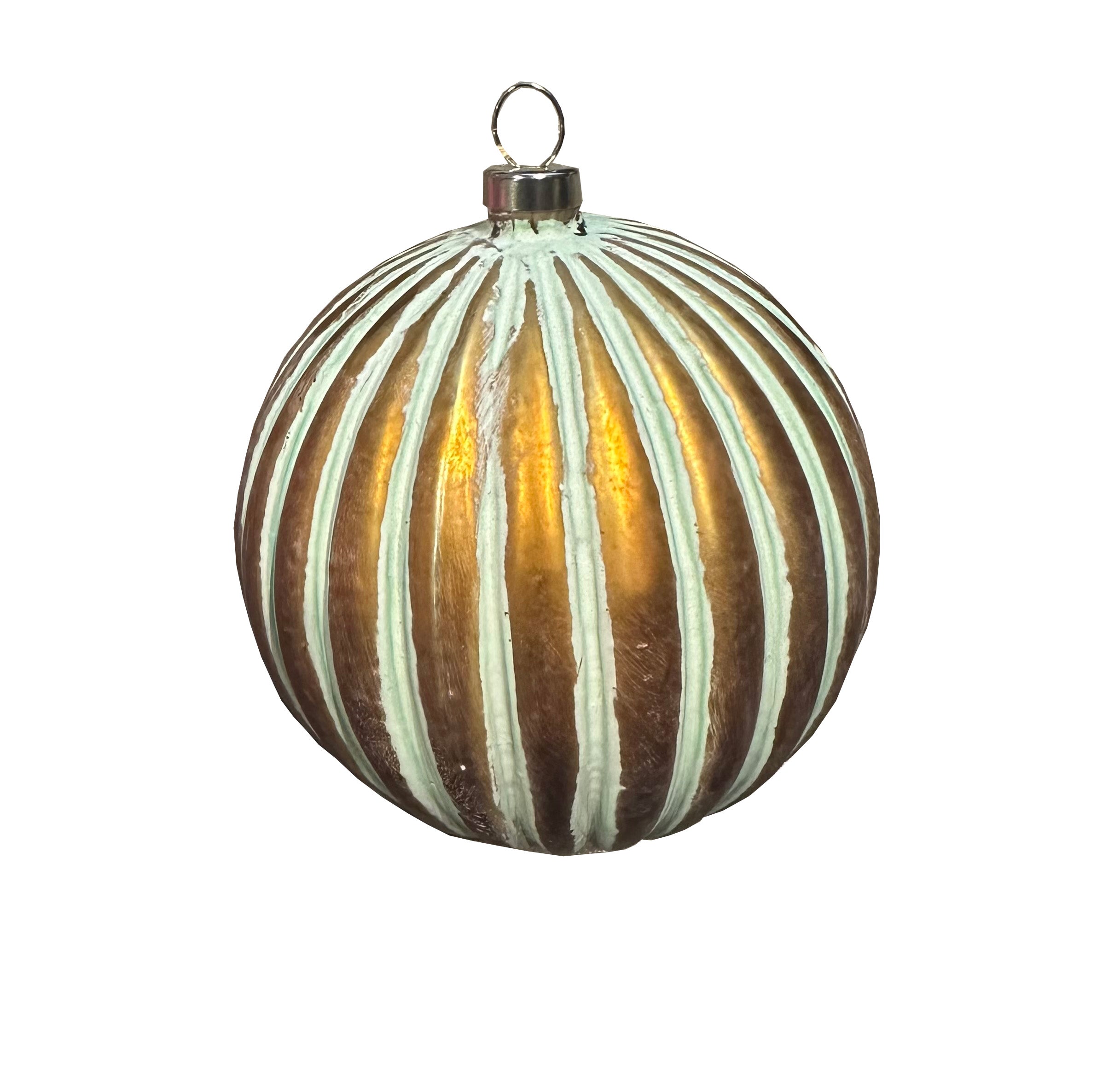 Gold and White Striped Ornament