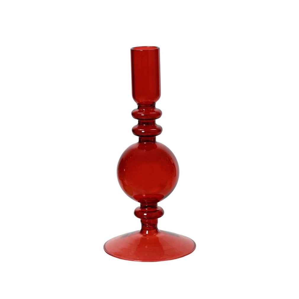 Holiday Taper Candle Holder Set Red