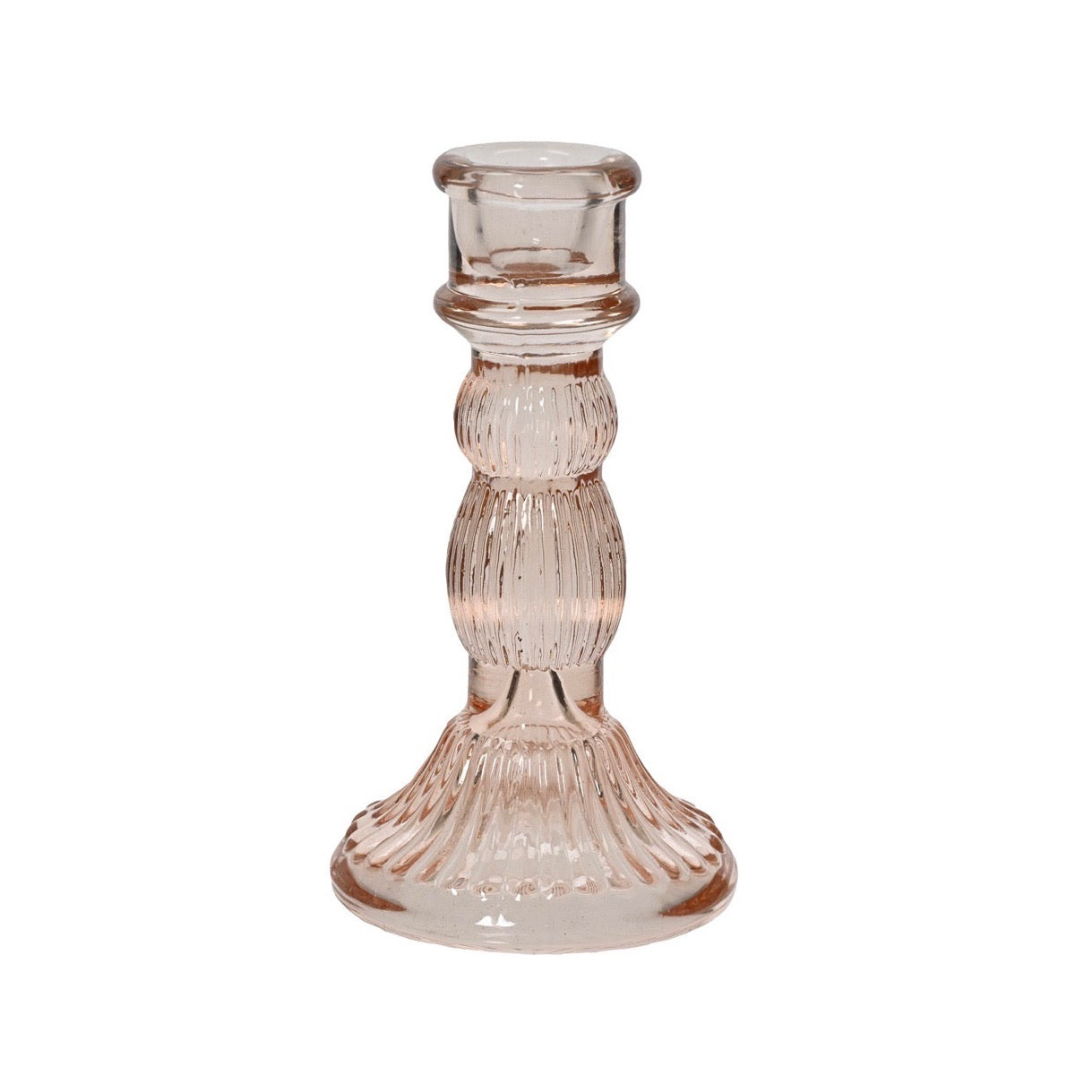 Pink or Peach Glass Candle Holder Peach