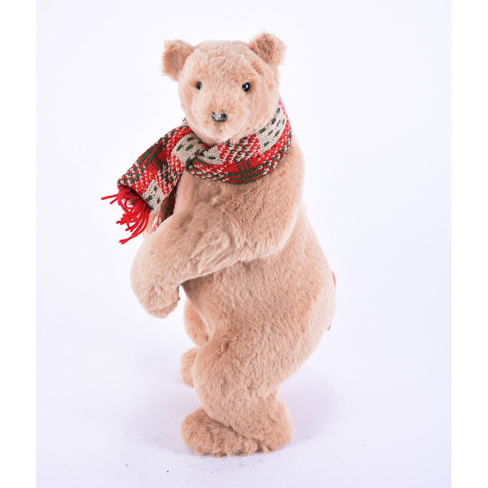 Plush Teddy Bear with Knitted Scarf 14.2" x 6.75"