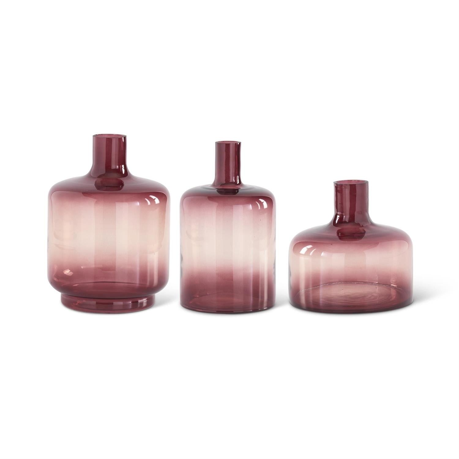 Burgundy Ombre Transparent Glass Vases