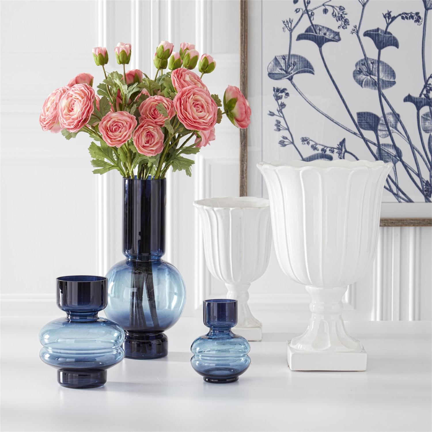 Blue Tone Pot Belly Vases