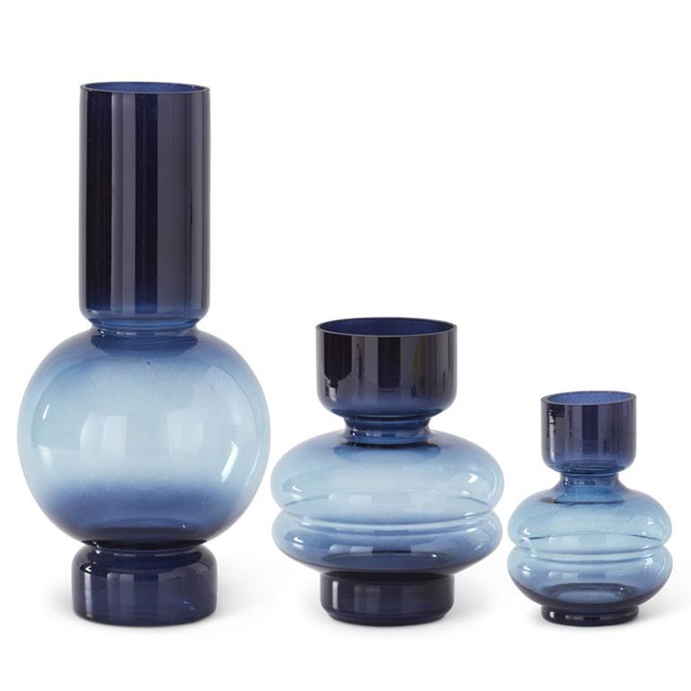 Blue Tone Pot Belly Vases