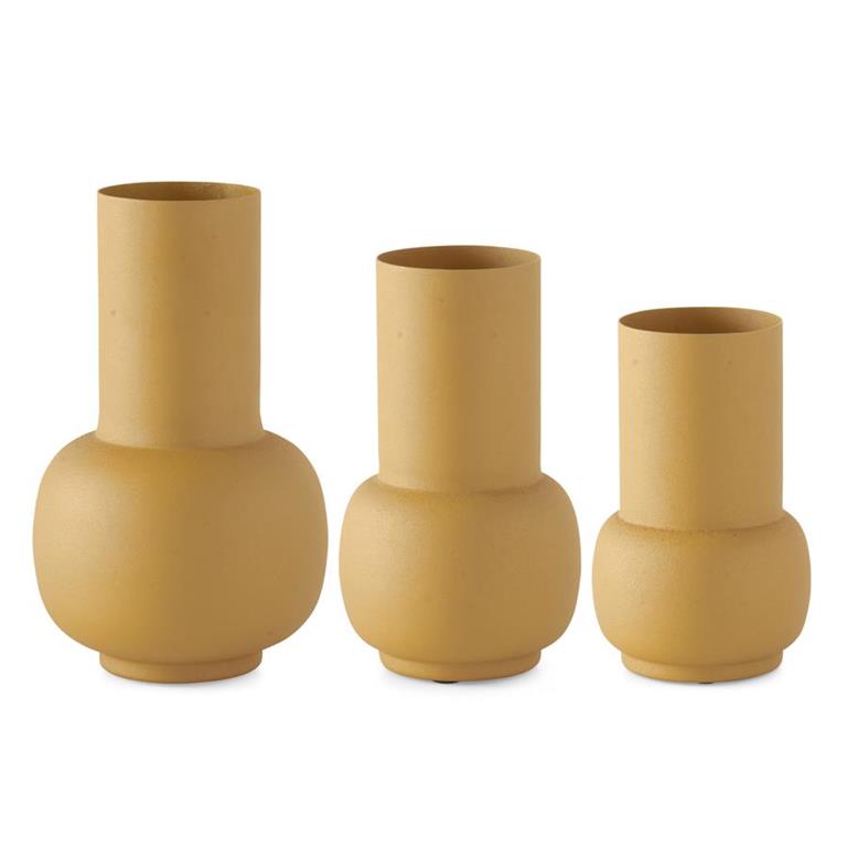 Caramel-Colored Metal Vase Set