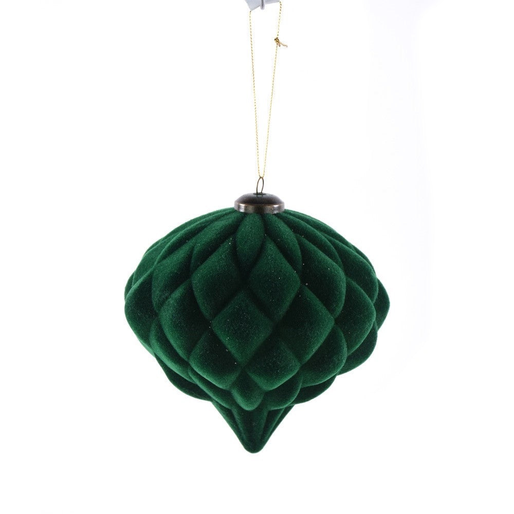 Forest Green Velvet Diamond Ornament