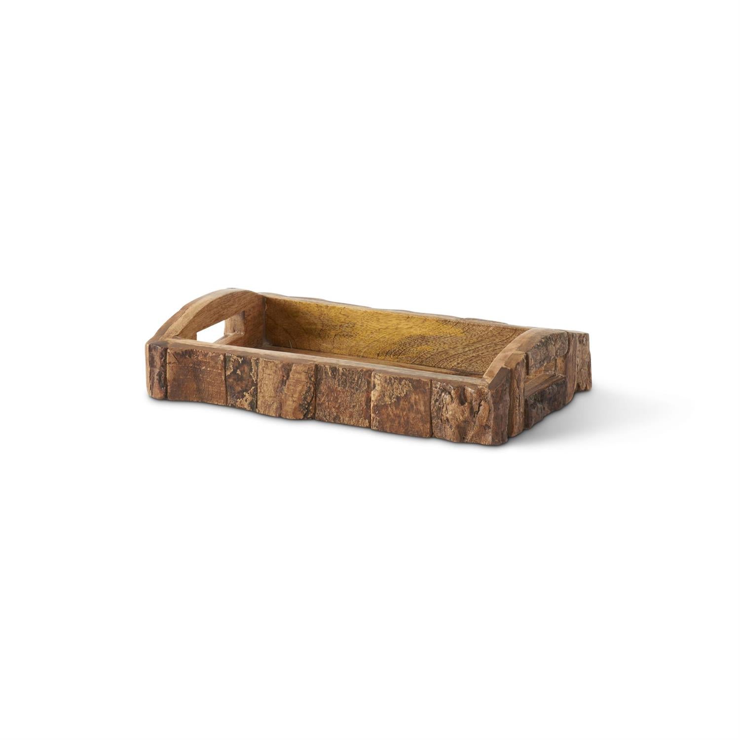 Bark-Edged Wood Nesting Trays Small