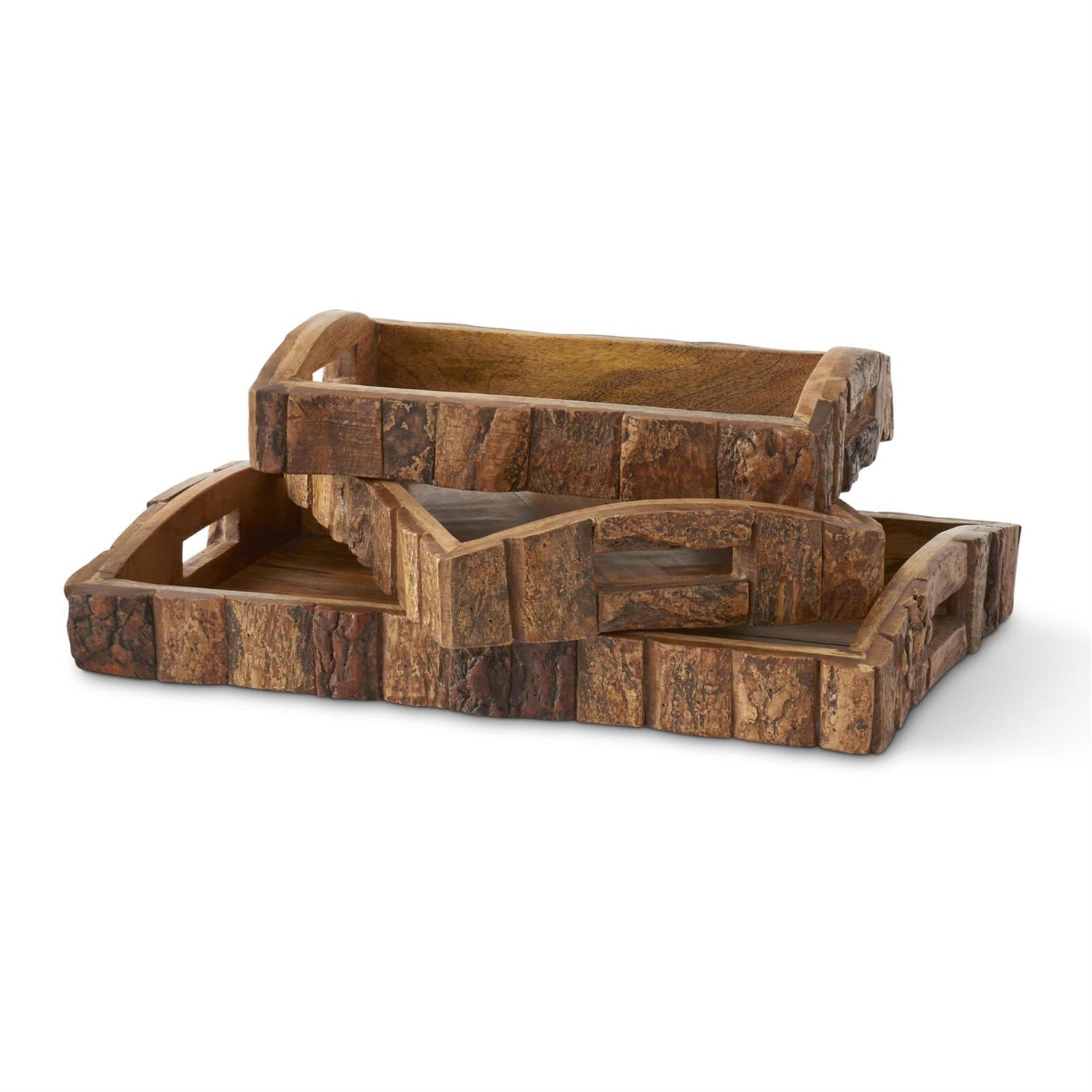 Bark-Edged Wood Nesting Trays