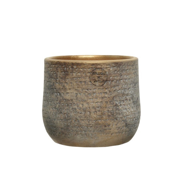 Small Terracotta Planters with Metallic Finish Copper