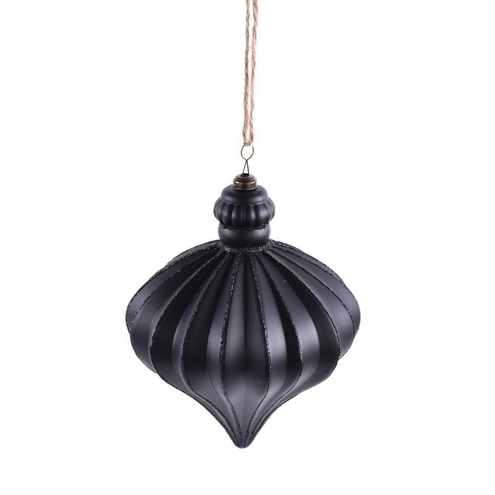 Black Glitter Onion Finial Ornament