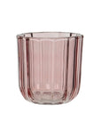Ribbed Tea Light Holder in Pink or Clear Pink Wide Stripes