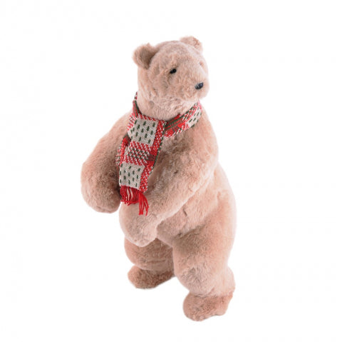 Plush Teddy Bear with Knitted Scarf 17.75" H x 9.5" W x 7" L