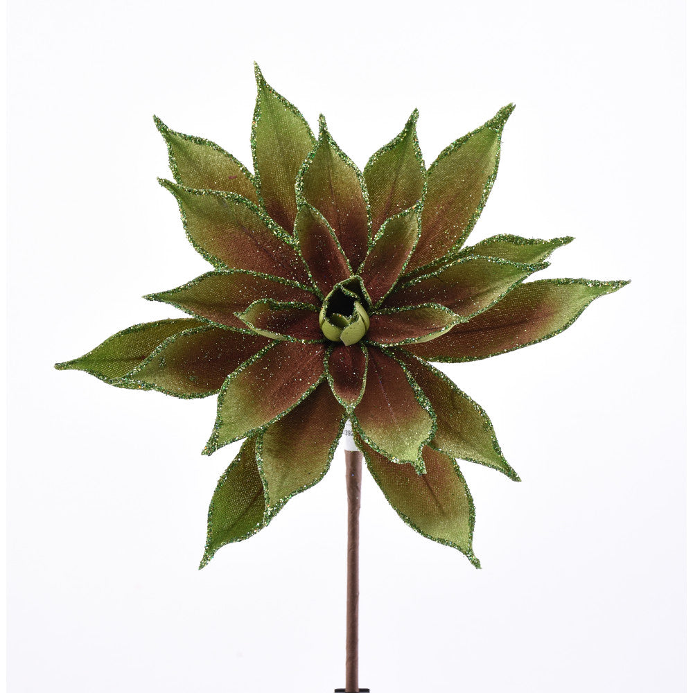 Succulent Pick With Green Glitter