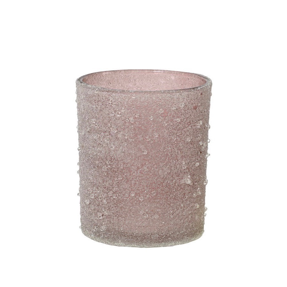 Pink or Green Frosted Glass Tealight Holders Pink