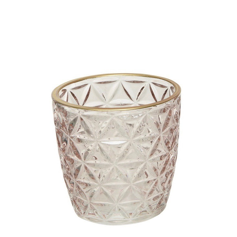 Assorted Pattern Blush and Peach Tea Light Holders Peach Triangle