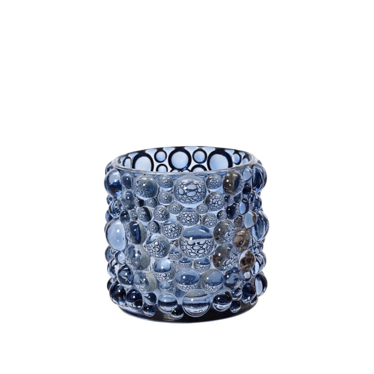 Bubble Glass Tea Light Holder Blue