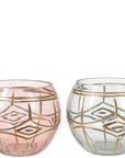 Gold-Etched Tea Light Holder 8"