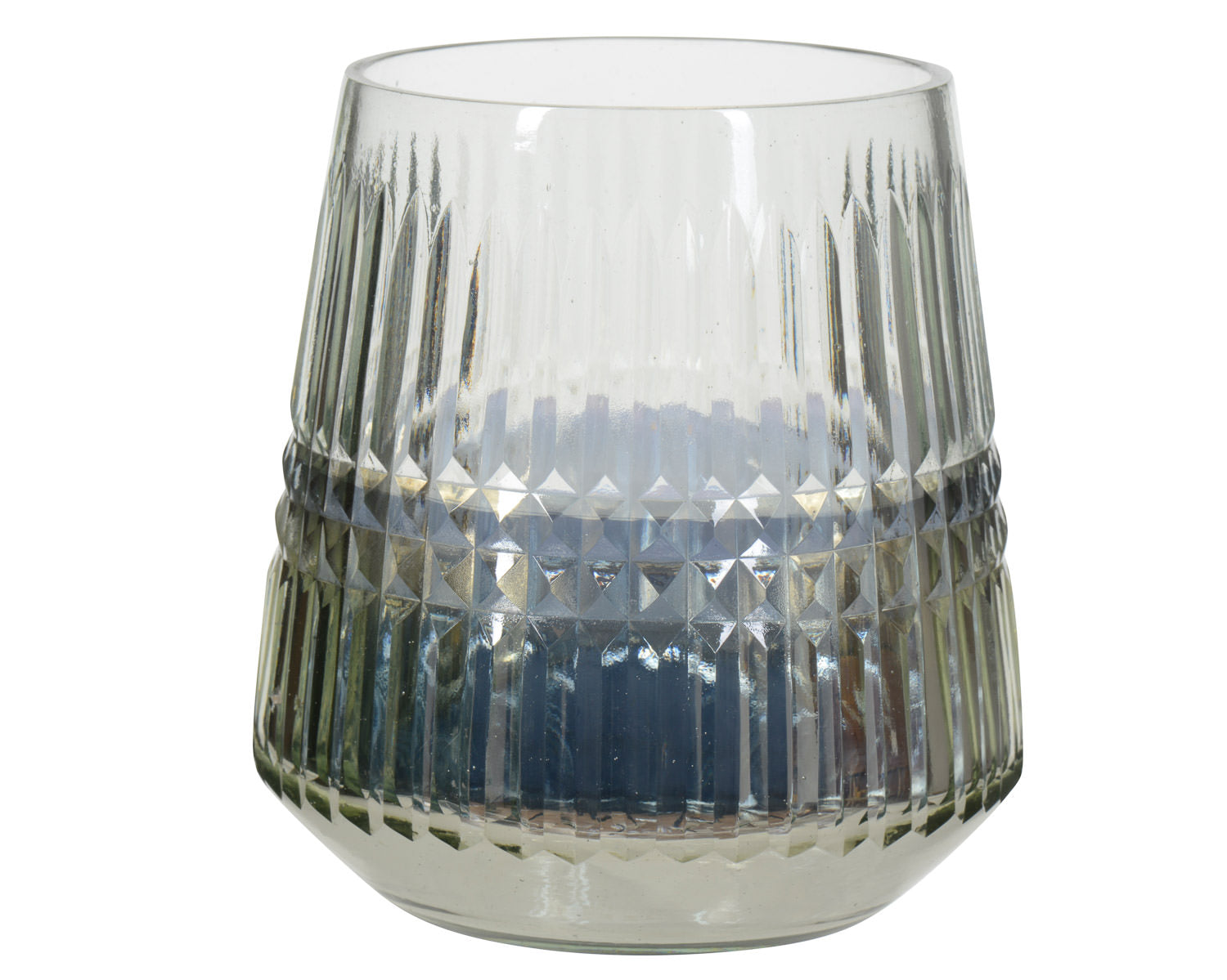 Ribbed Glass Tea Light Holder Tall