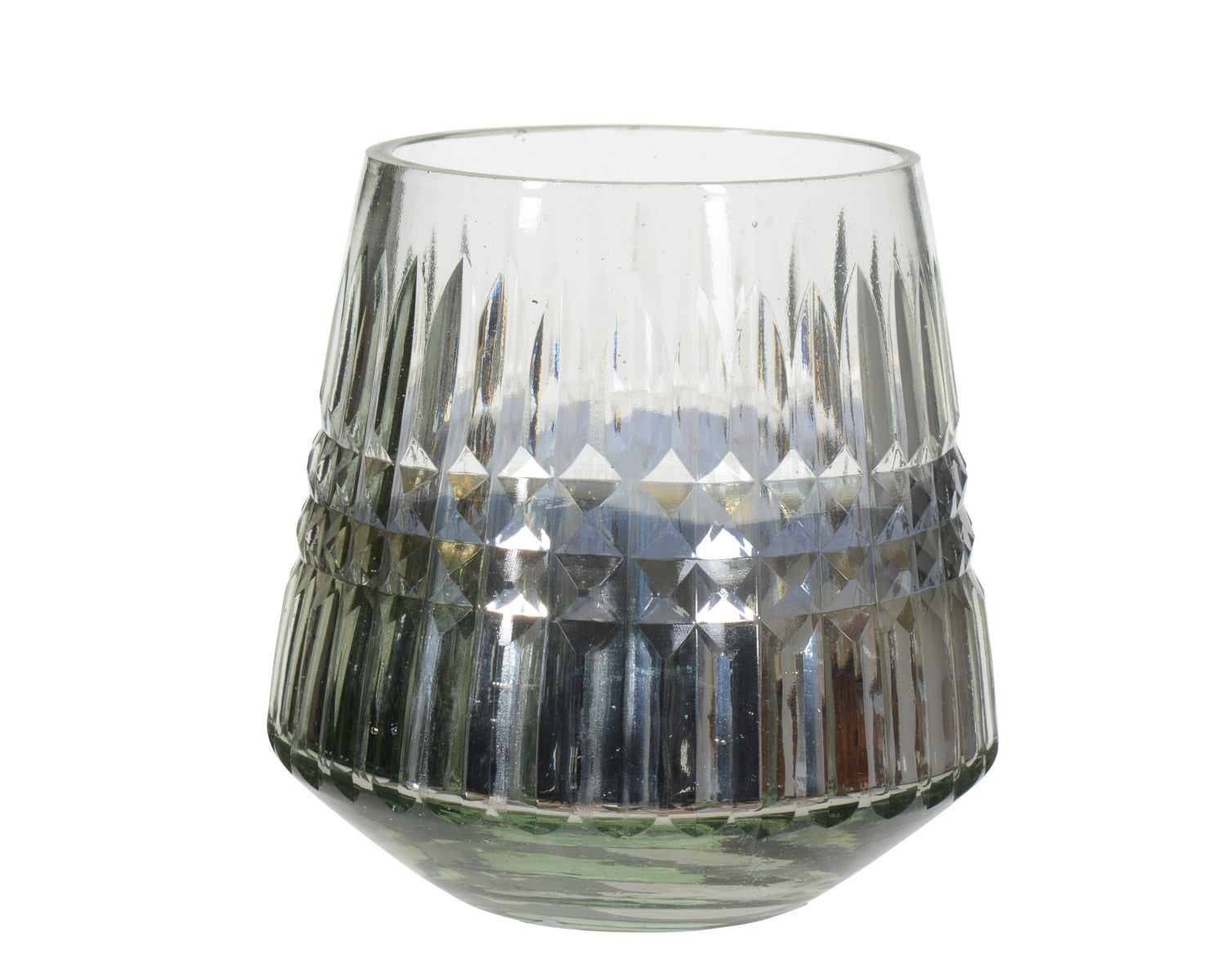 Ribbed Glass Tea Light Holder Short