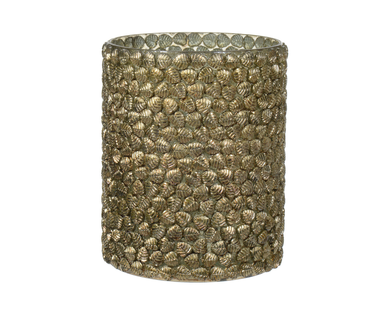 Metallic Leaf Tea Light Holder Tall