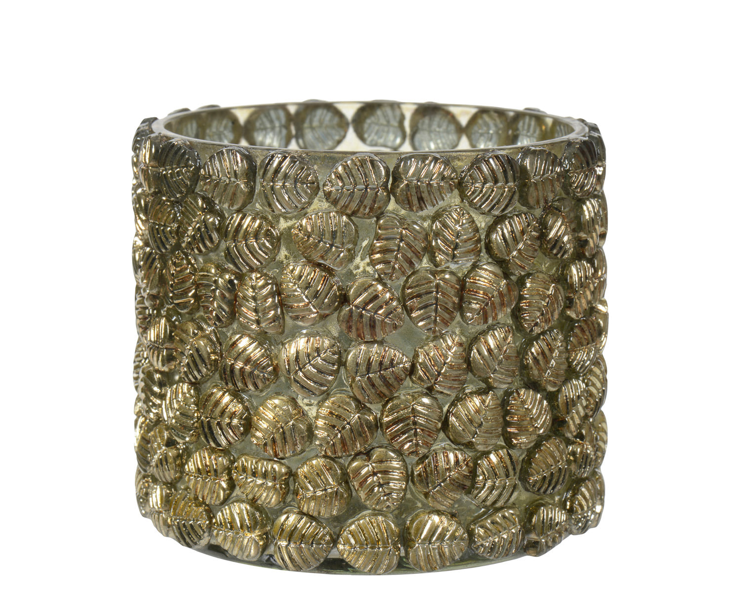 Metallic Leaf Tea Light Holder Short