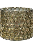 Metallic Leaf Tea Light Holder Short