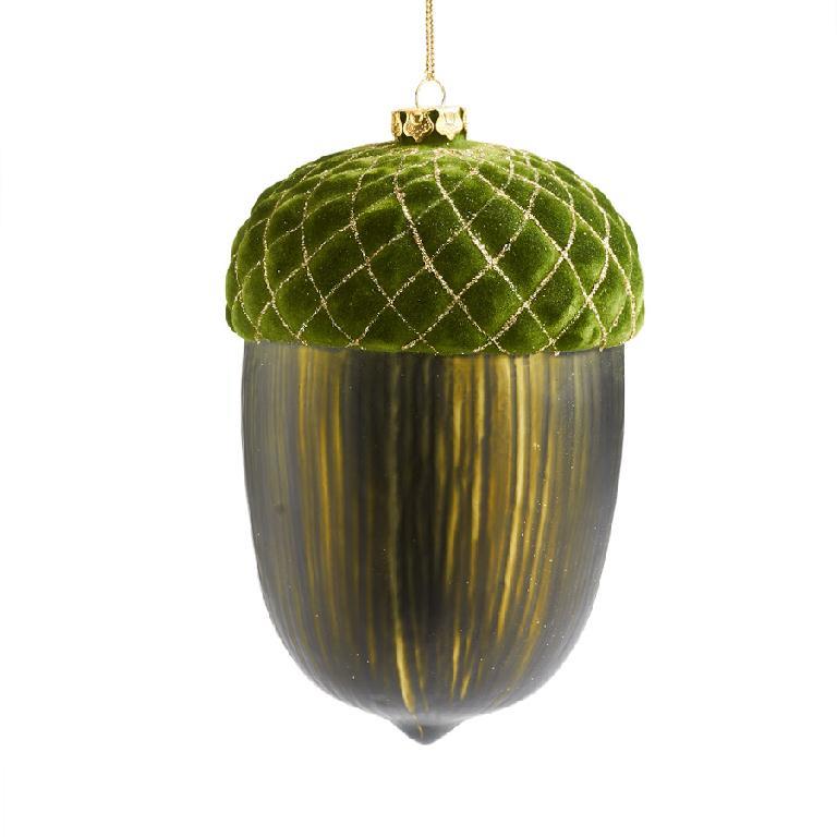 Green Glass Acorn Ornament