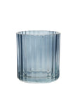 Ribbed Glass Tea Light Holders Blue