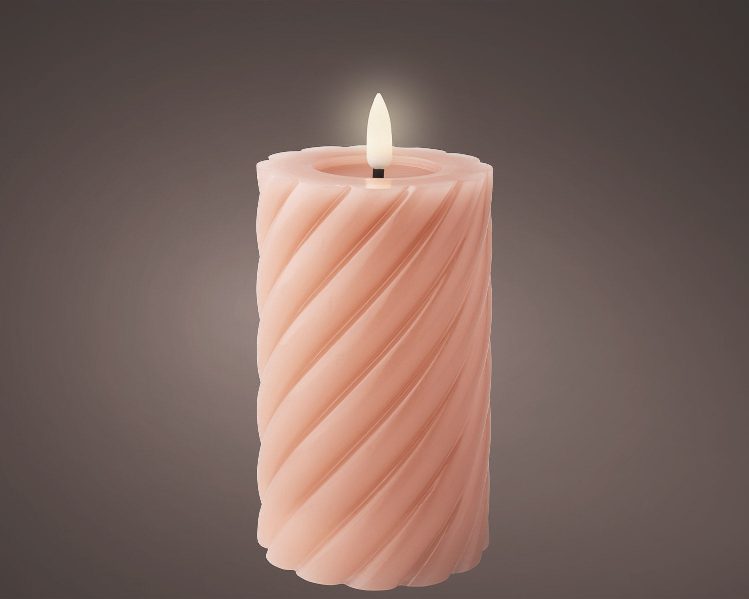 Pink Spiral LED Candle Medium