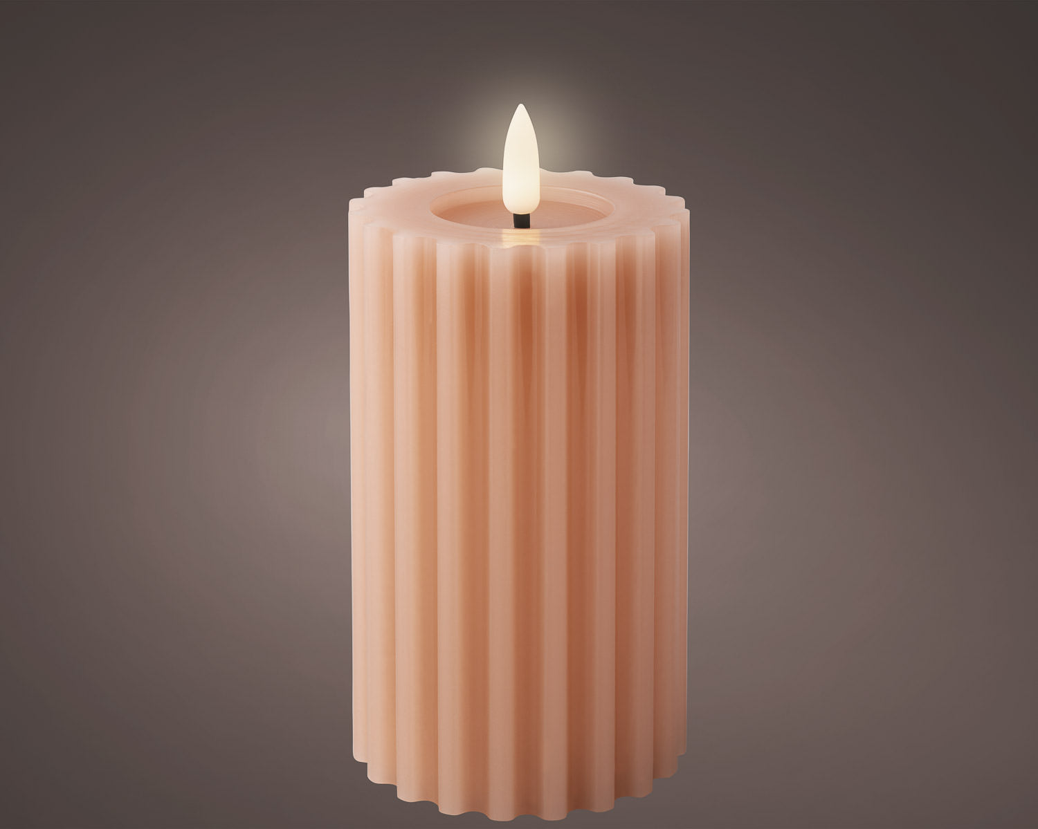 Pink Striped LED Candle Medium