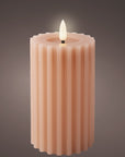 Pink Striped LED Candle Medium