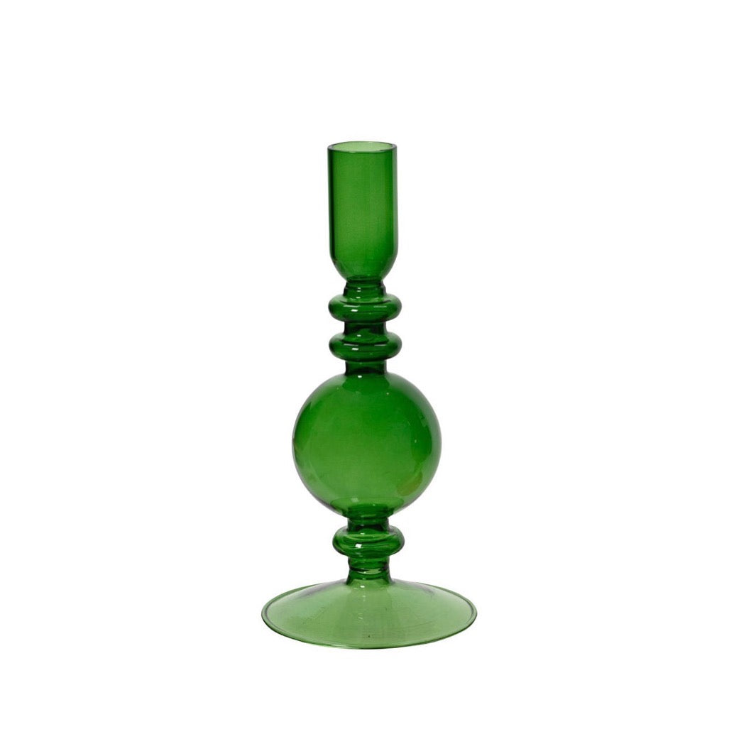 Holiday Taper Candle Holder Set Green