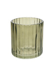 Ribbed Glass Tea Light Holders Green