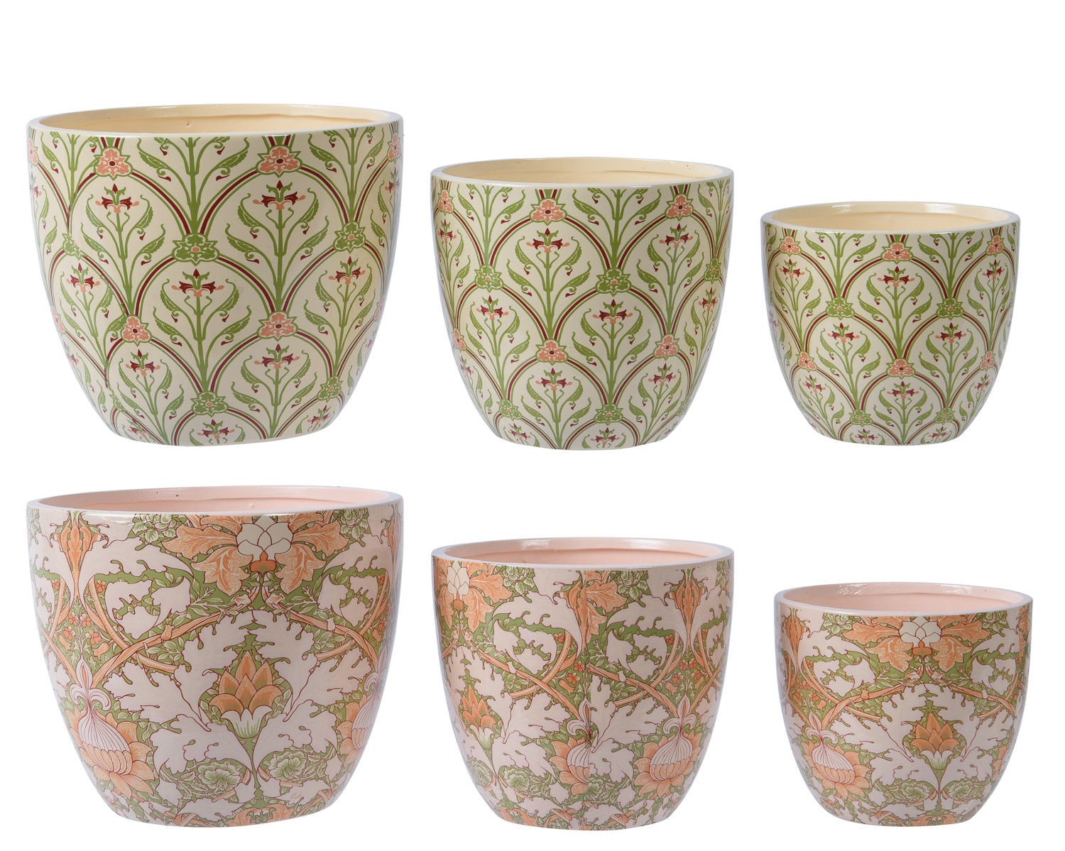 Art Deco-Inspired Terracotta Planter Set Green