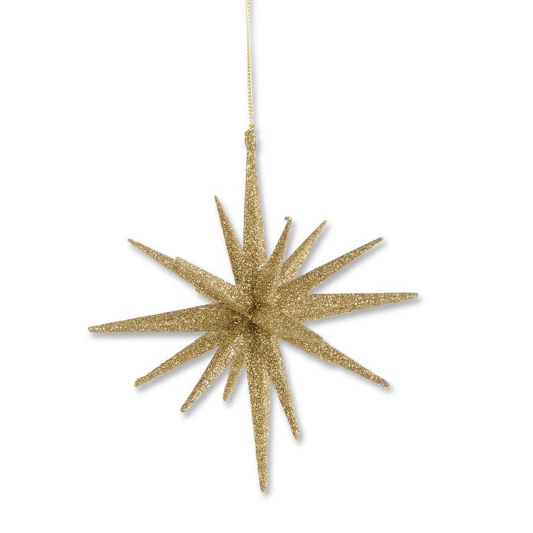 Glitter Star Ornament Gold 6"