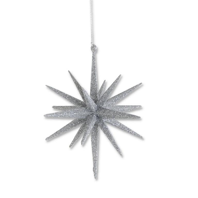 Glitter Star Ornament Silver 6"