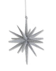 Glitter Star Ornament Silver 6"