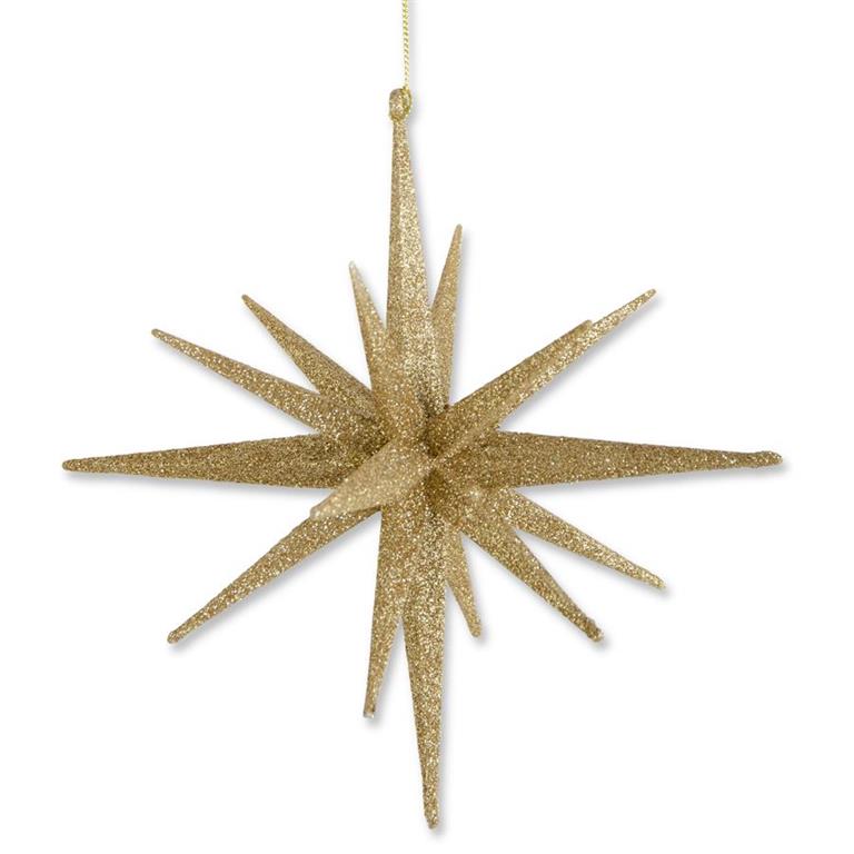 Large Glitter Star Ornament Gold 8"