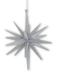 Large Glitter Star Ornament Silver 8"