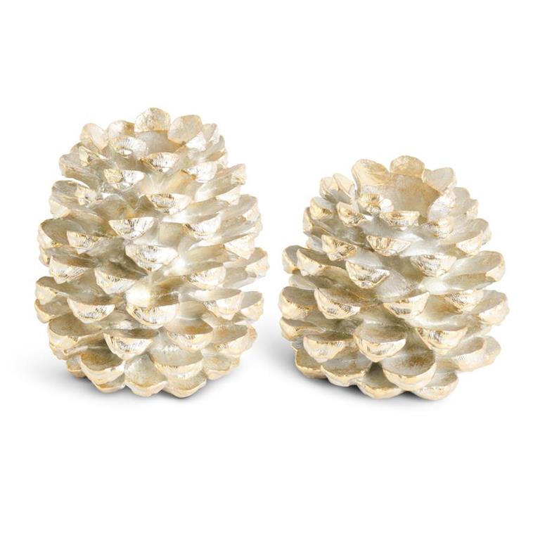 Frosted Pinecone Pillar Candle Holder