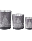 Matte Silver Tree Candle Holders