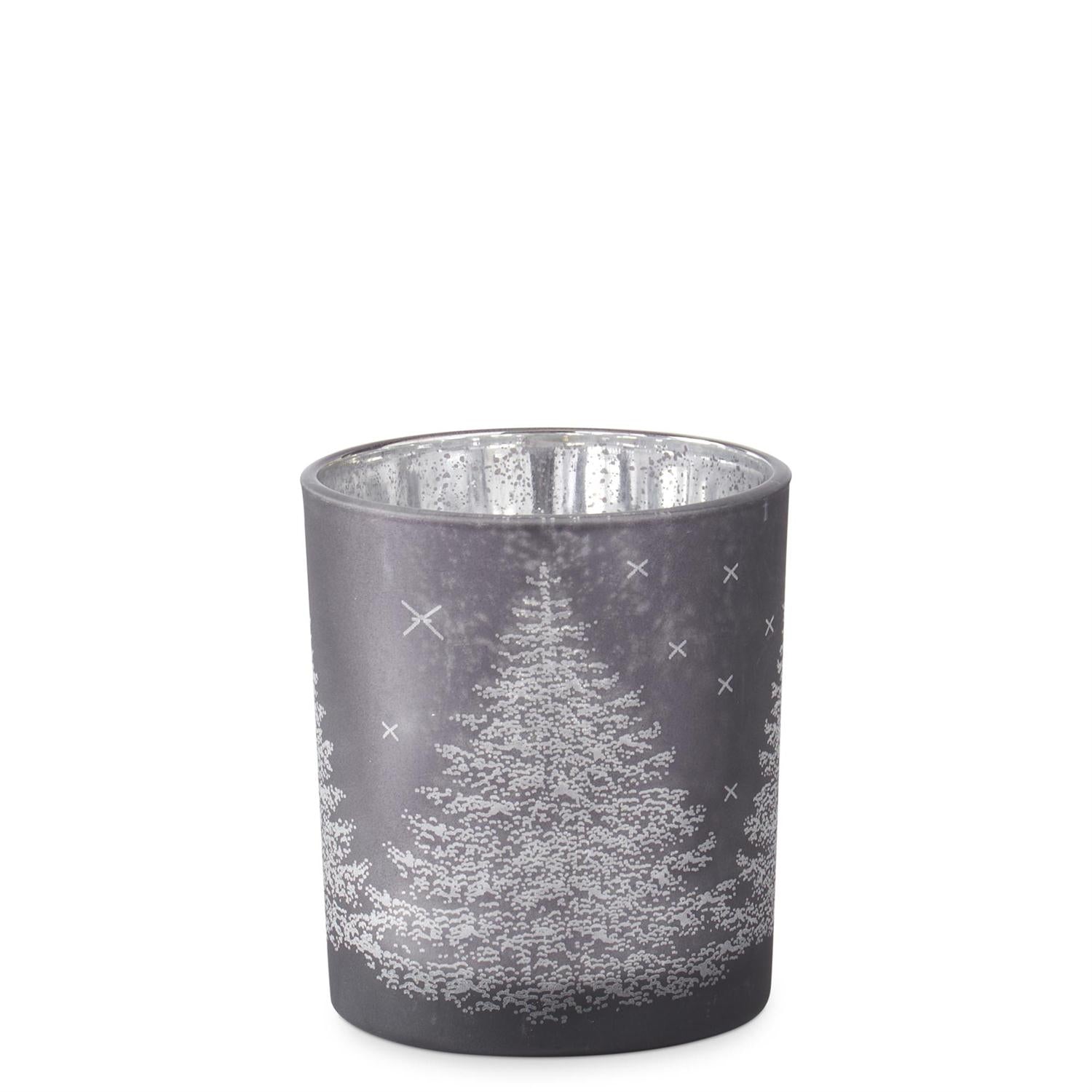 Matte Silver Tree Candle Holders