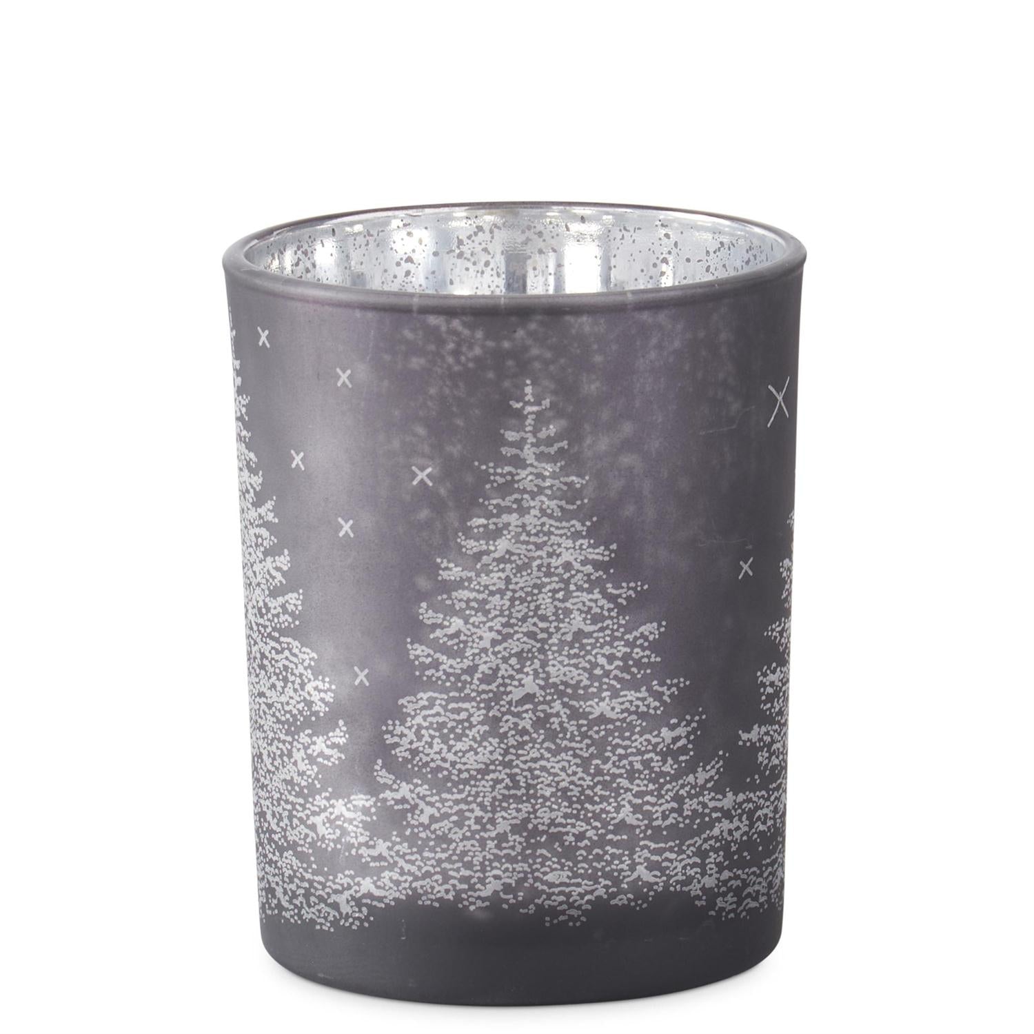 Matte Silver Tree Candle Holders