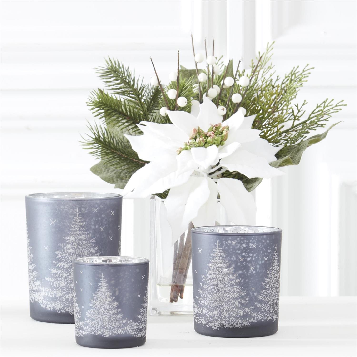 Matte Silver Tree Candle Holders