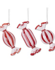 Assorted Red and White Glass Candy Ornament