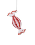 Assorted Red and White Glass Candy Ornament Oval