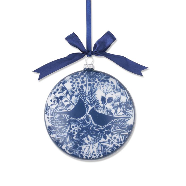 Delft-Inspired Ceramic Bird Motif Ornament