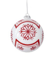 Red and White Snowflake Ball Ornament 5.25"