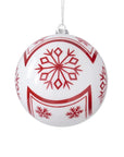 Red and White Snowflake Ball Ornament 6.25"