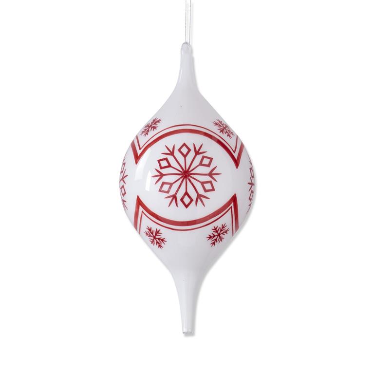 Glass Snowflake Teardrop Ornament